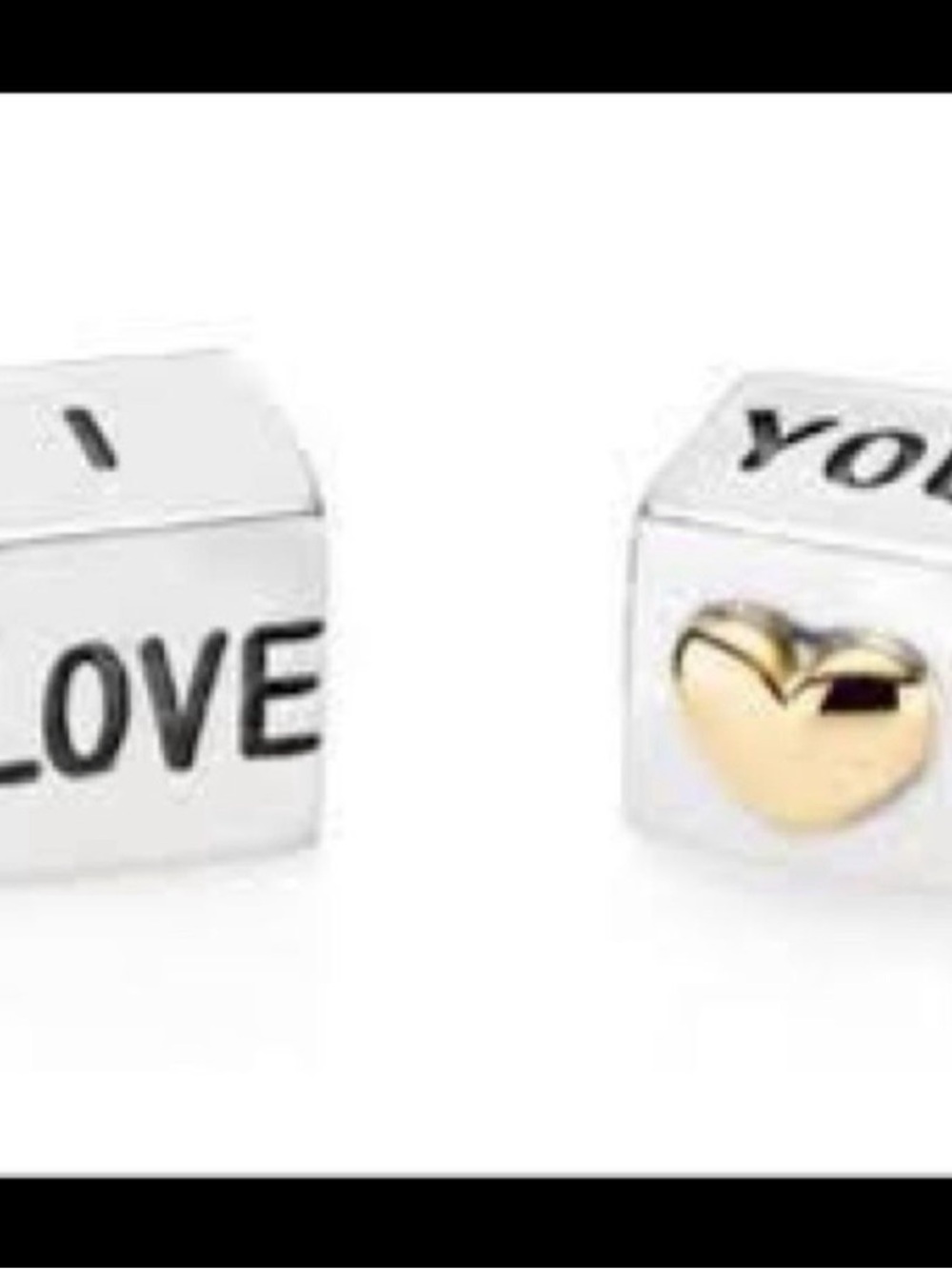 Pandora Silver and Gold 'YOU' Cube with Mixed Metal Spacer Bead - Picture 5 of 6